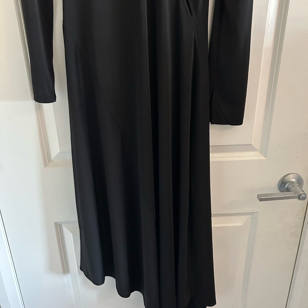 Asymmetric Black Long-Sleeve Midi Dress By Laagam — image 3 of 8